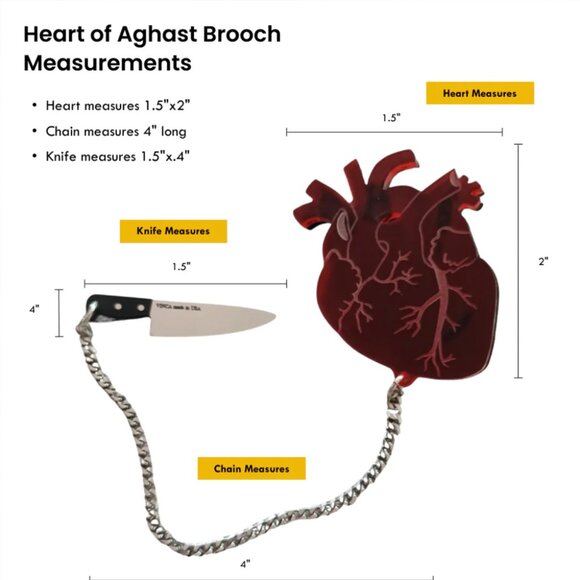 Vinca Heart of Aghast Brooch - Frosted Red - Picture 8 of 8